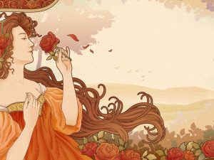 Illustration Mucha style art nouveau